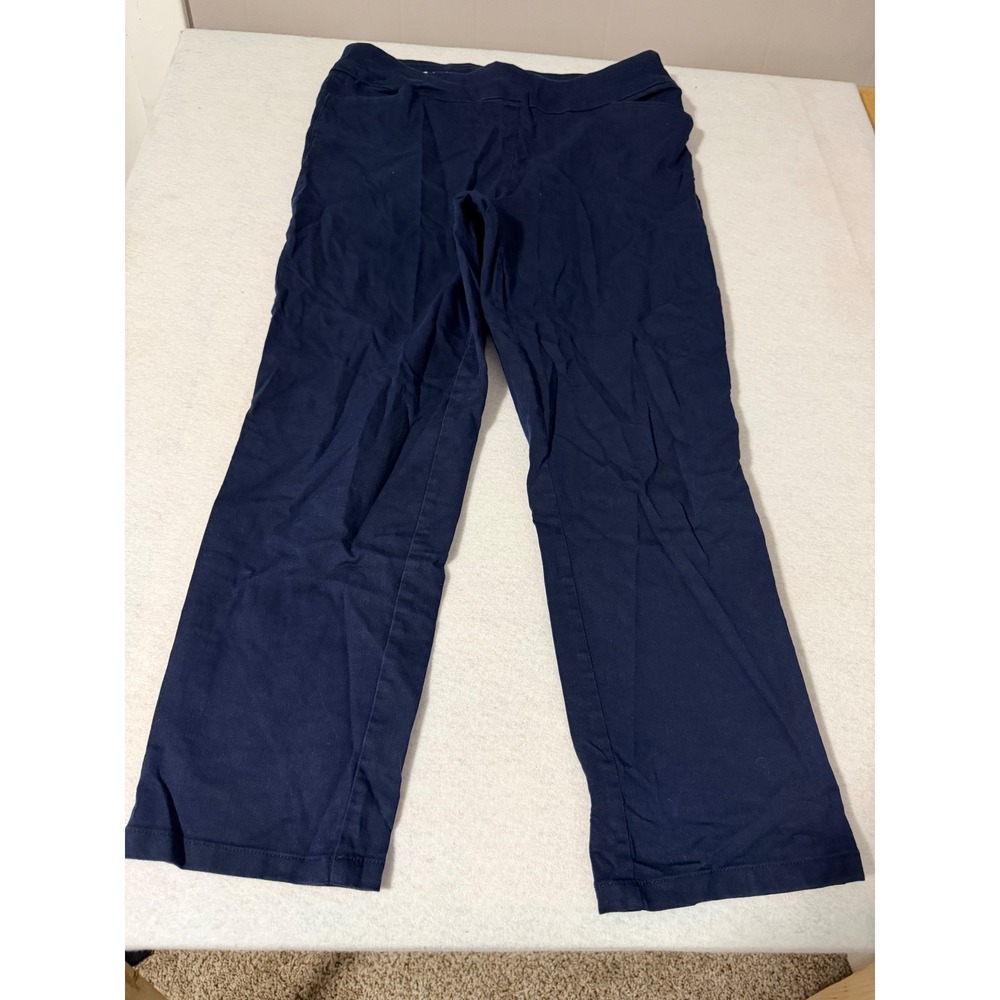 Croft & Barrow Effortless Stretch Pants Navy Blue 14 Short Straight Leg Pull On